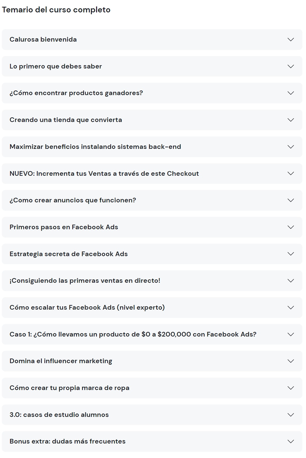 Temario Curso Acelerador DropShipping 3.0 – Bruno Sanders
