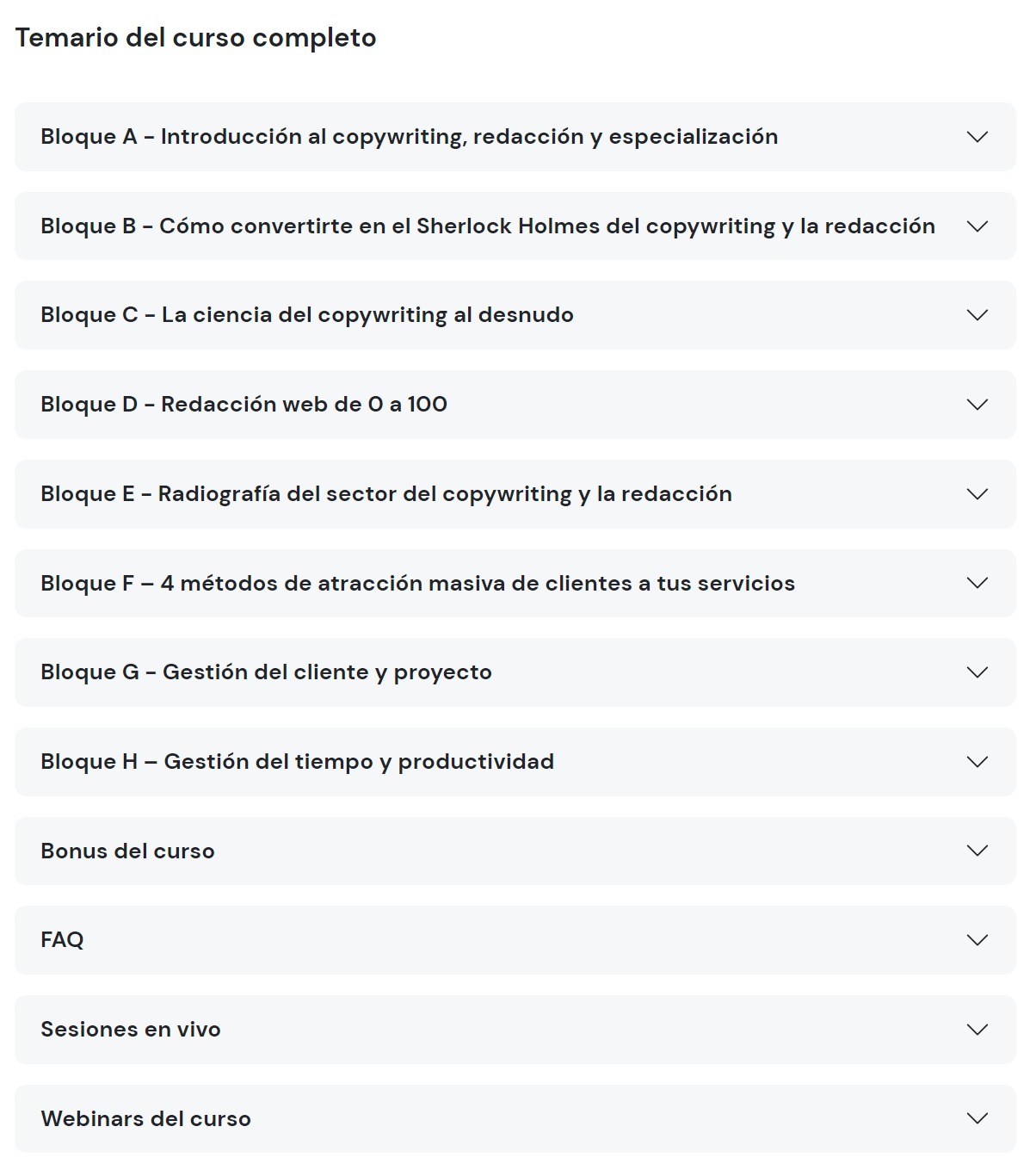 Temario Curso Adopta un Copywriter – Javi Pastor