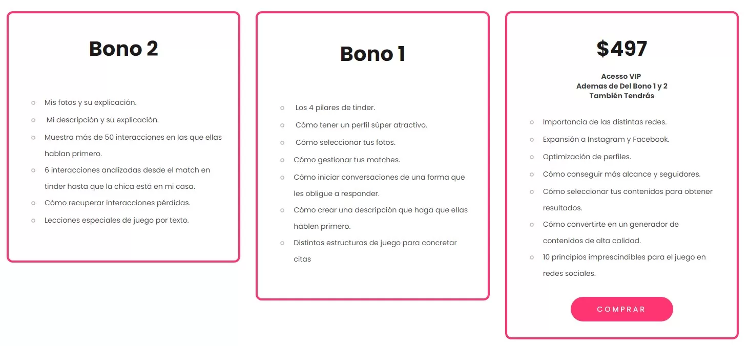 Contenido del Curso Tinder Máster Vip – Matías Love