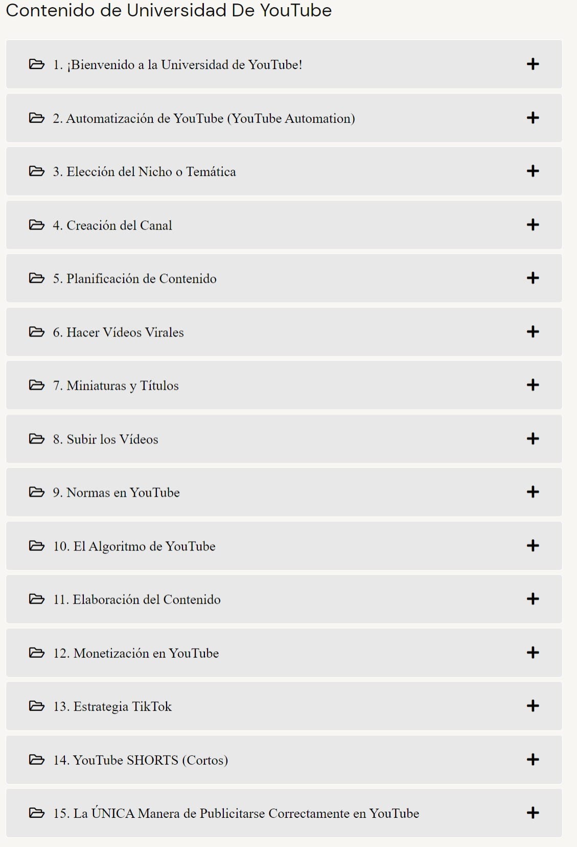 Contenido Curso Universidad De YouTube – ytmillonario