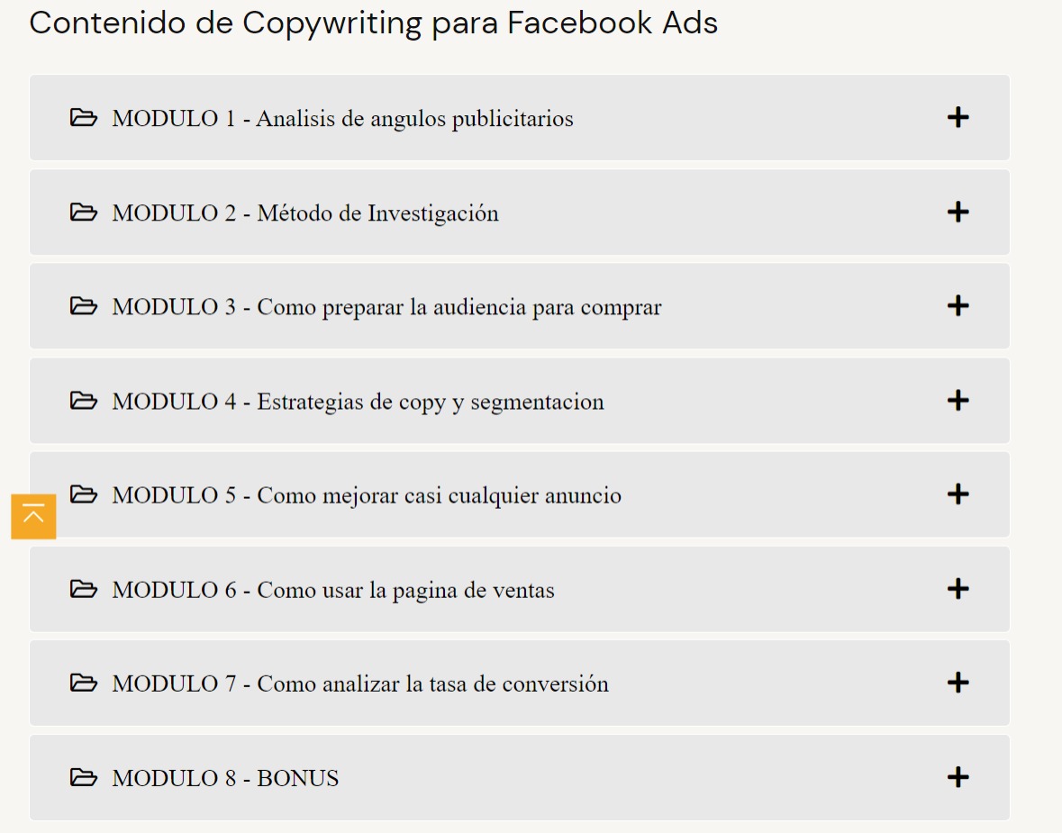 Contenido Curso Copywriting en Facebook Ads – Emma Llensa