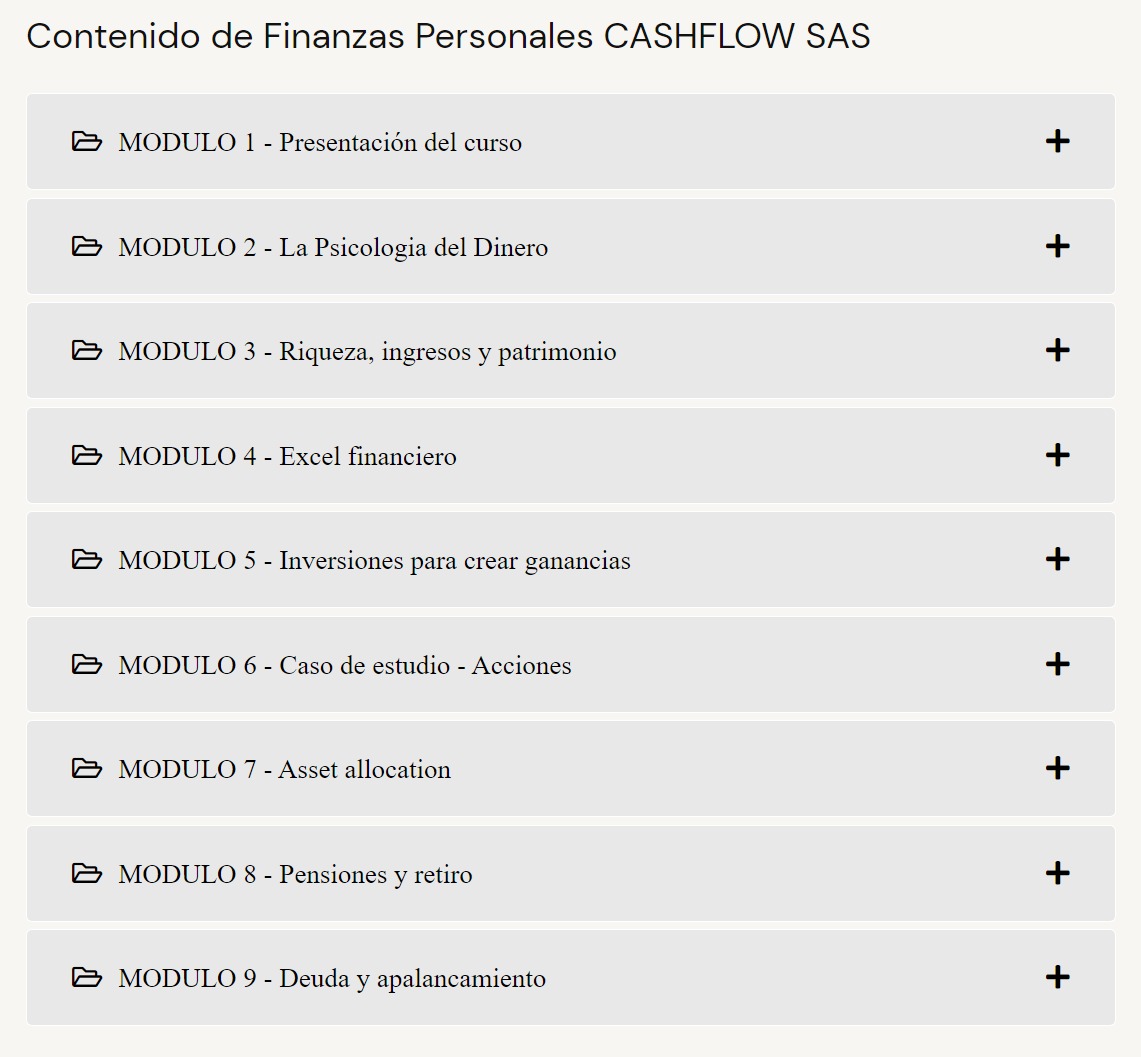 Contenido Curso Finanzas Personales – CASHFLOW S.A.S