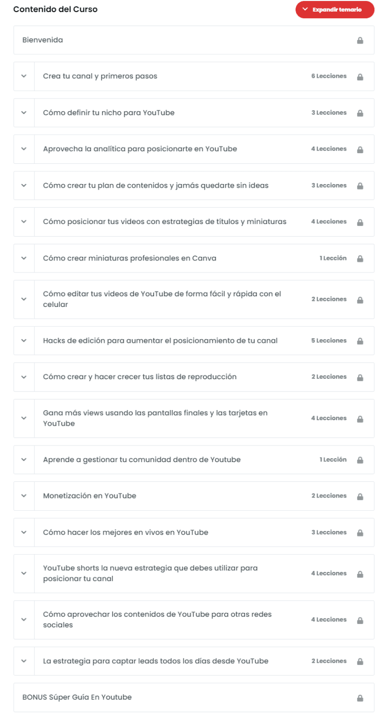 Contenido Curso estratégico para crecer y monetizar YouTube – Convierte MAS