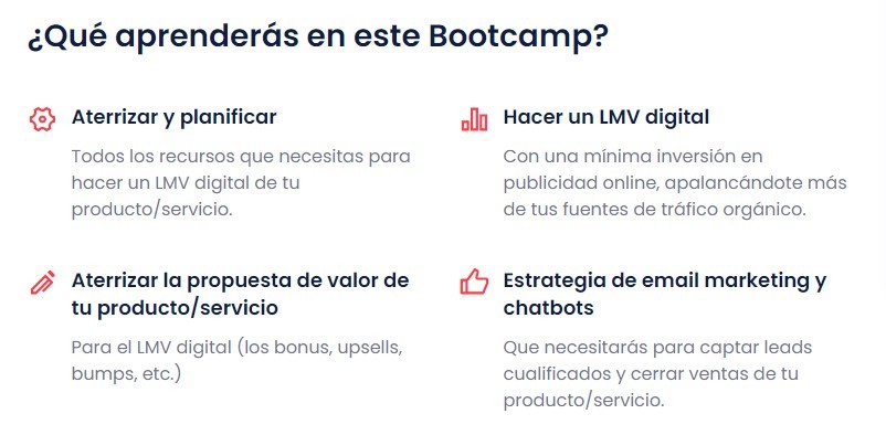 Que aprenderás en este Bootcamp Planifica tu LMV en 7 días o menos