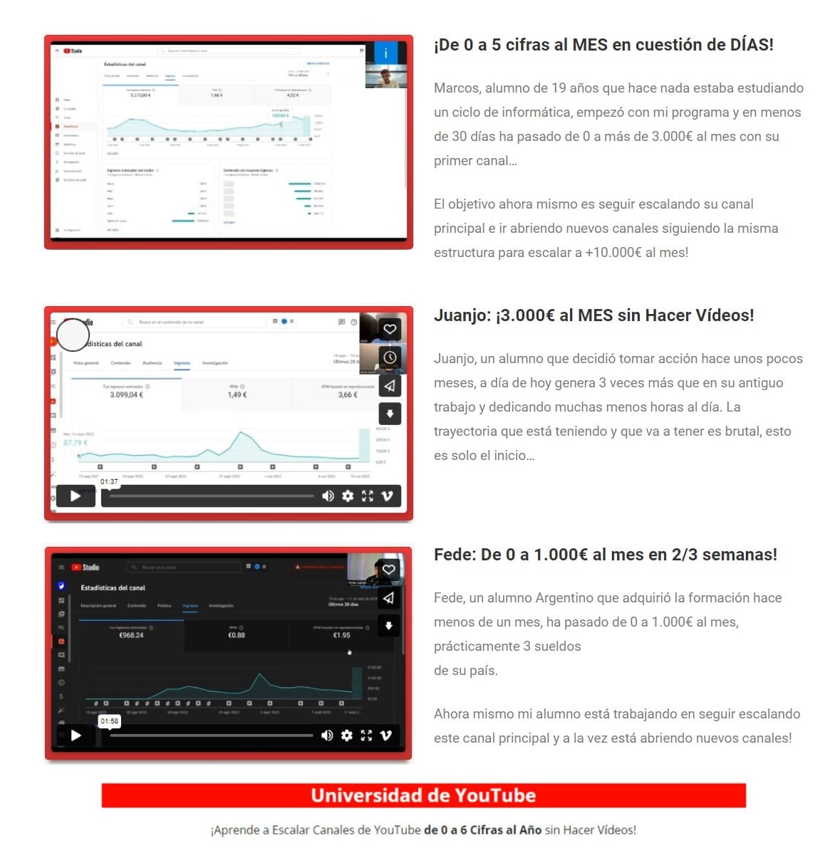 Resultados Curso Universidad De YouTube – ytmillonario