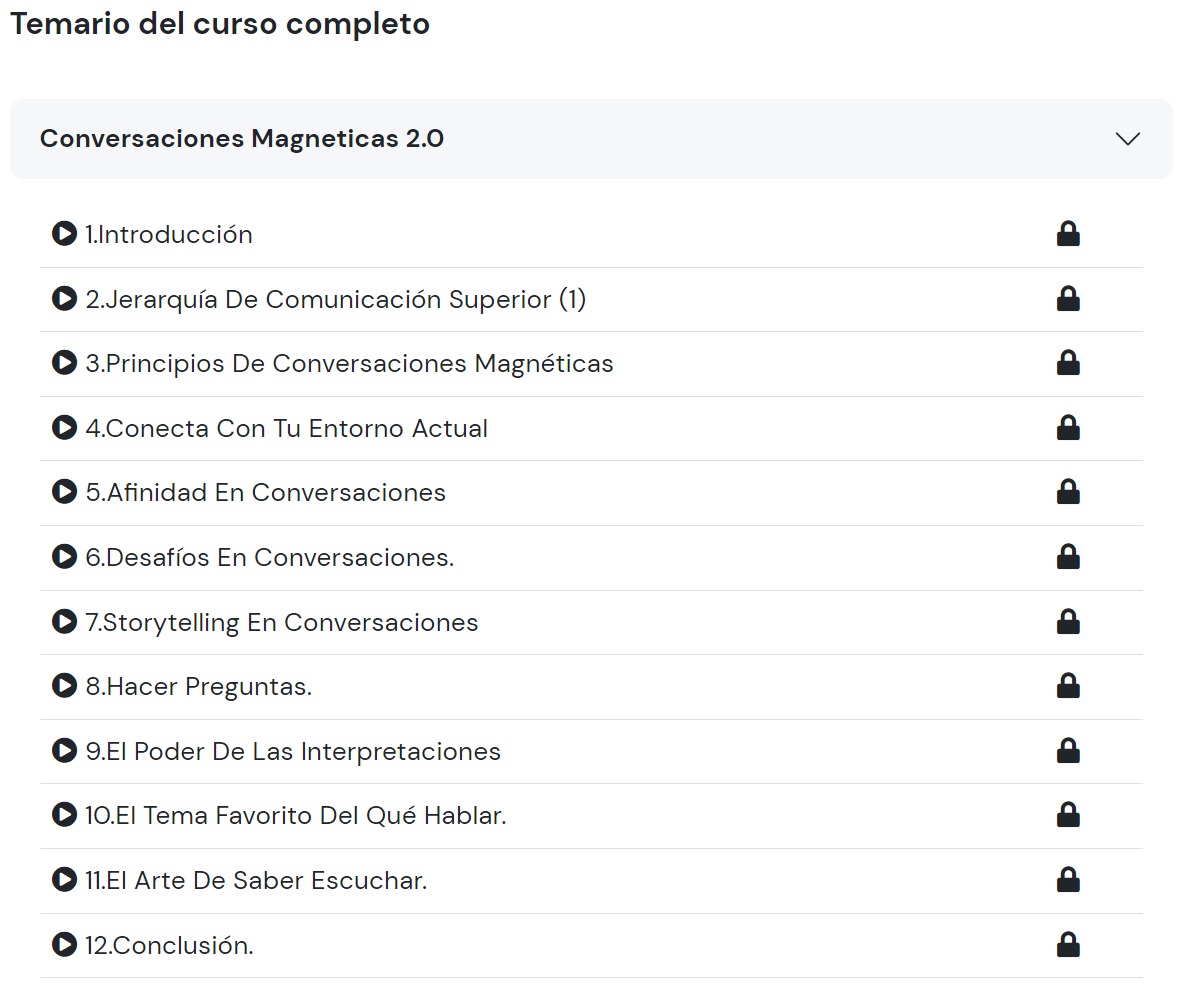 Temario Curso Conversaciones Magneticas 2.0 – Gustavo Vallejo