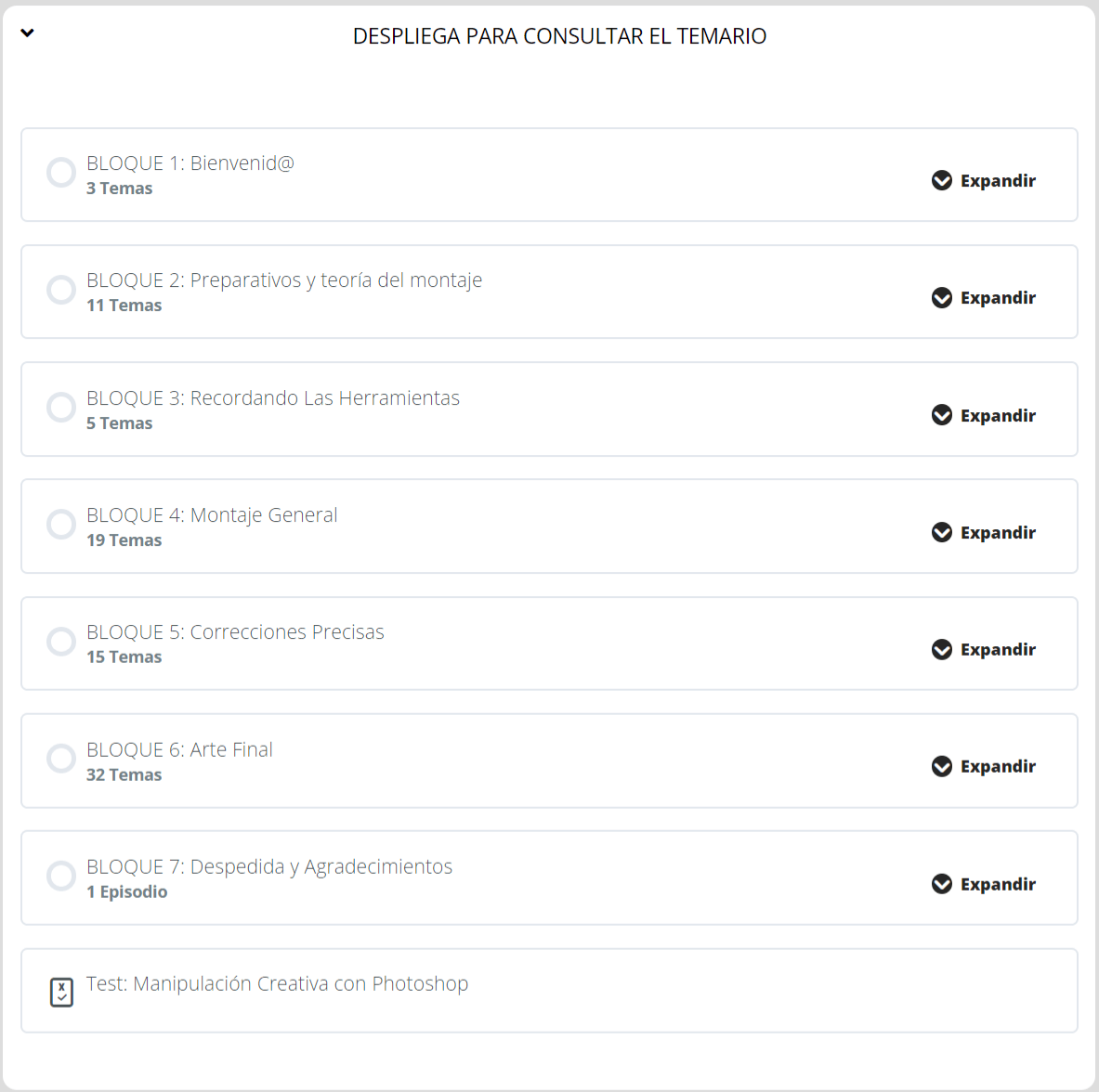 Temario Curso de Manipulación Creativa con Photoshop