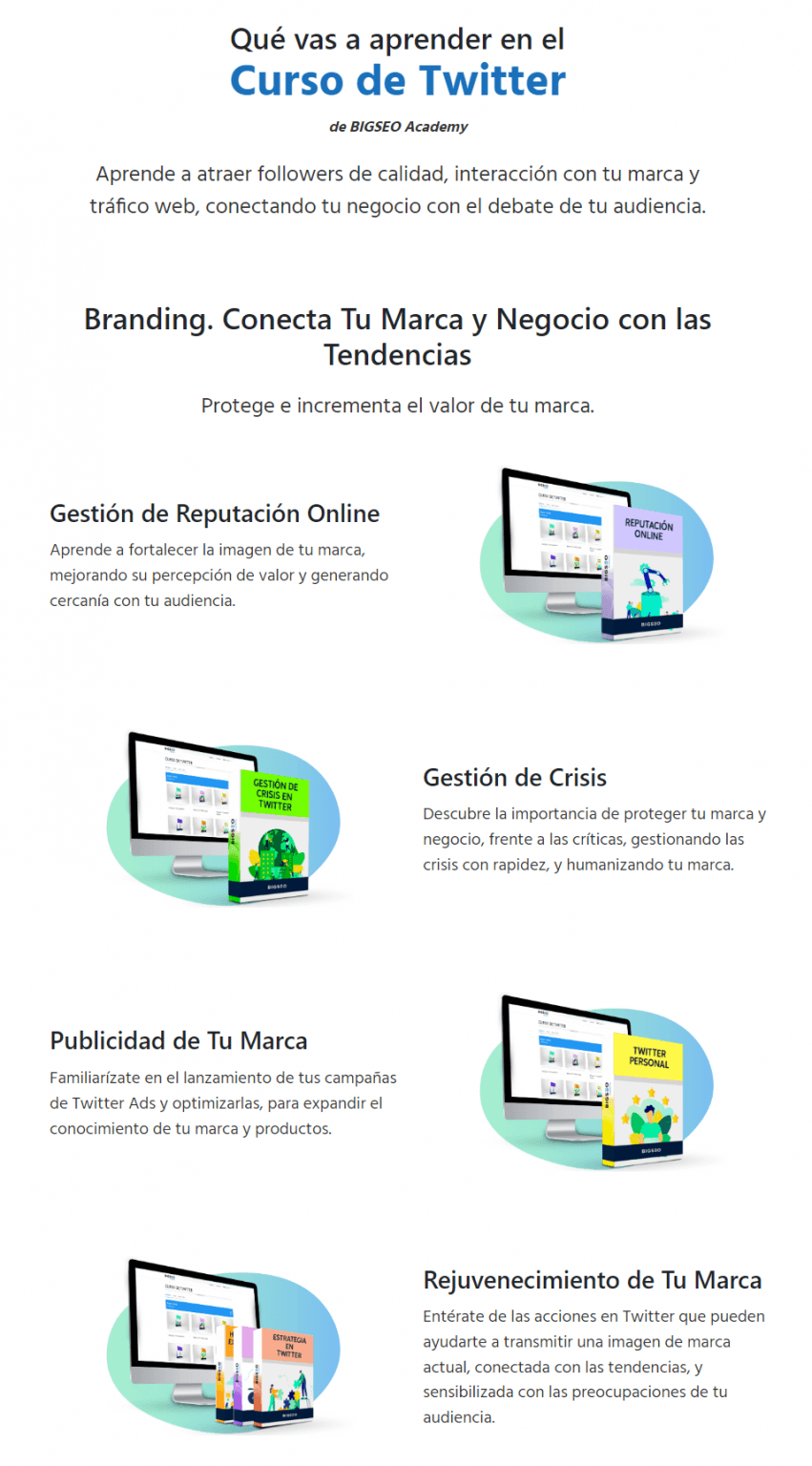 Que vas aprender Nuevo Curso deTwitter de BIGSEO Academy