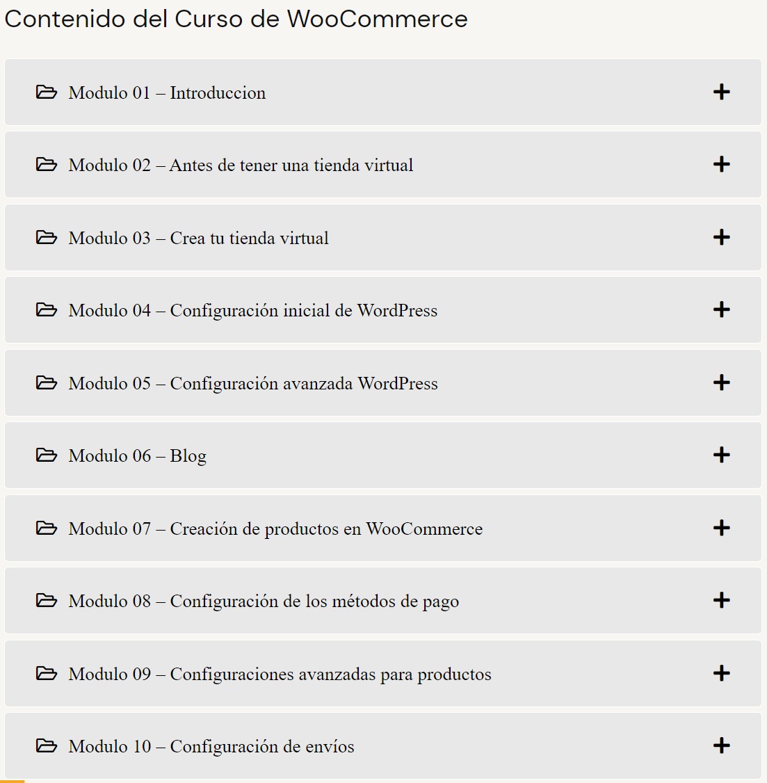 Contenido 1 Curso WooCommerce de BigSeo Academy
