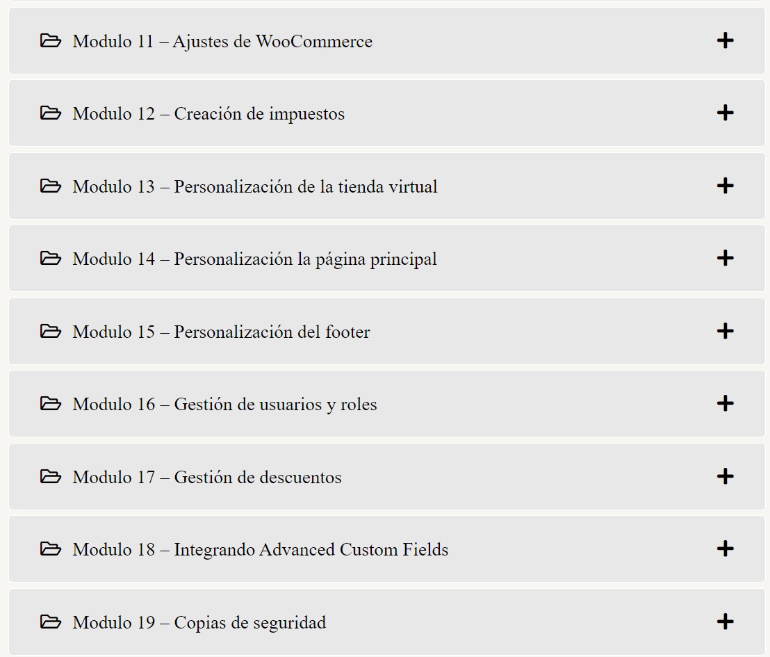 Contenido 2 Curso WooCommerce de BigSeo Academy