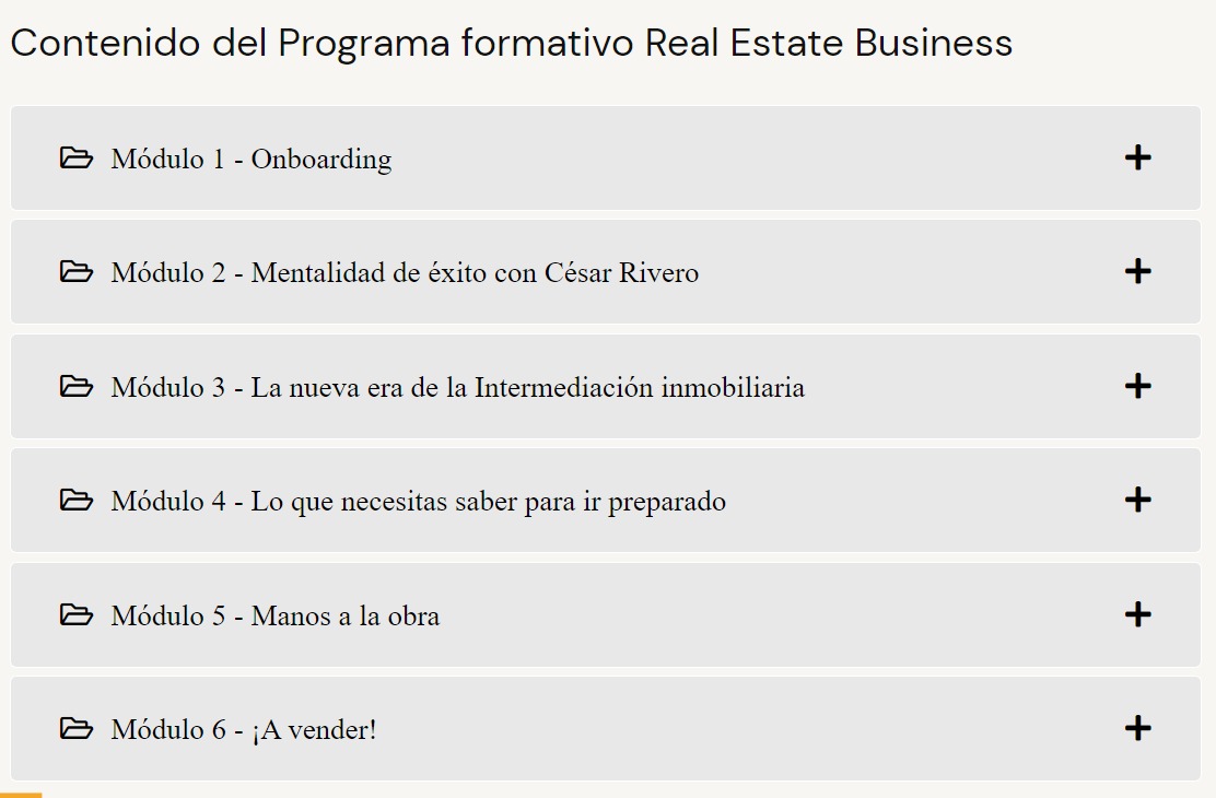 Contenido Programa Formativo Real Estate Business – Inversores Inteligentes