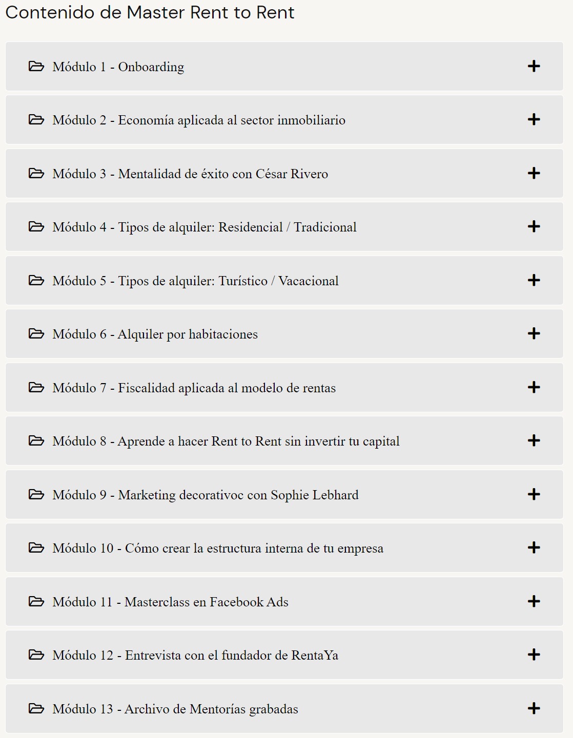 Contenido Master Rent to Rent – Inversores Inteligentes