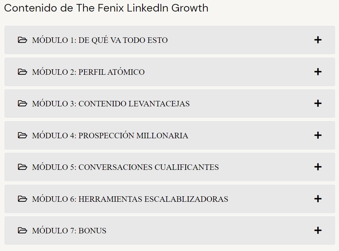 Contenido Curso The Fenix LinkedIn Growth Machine – Javi Consuegra 