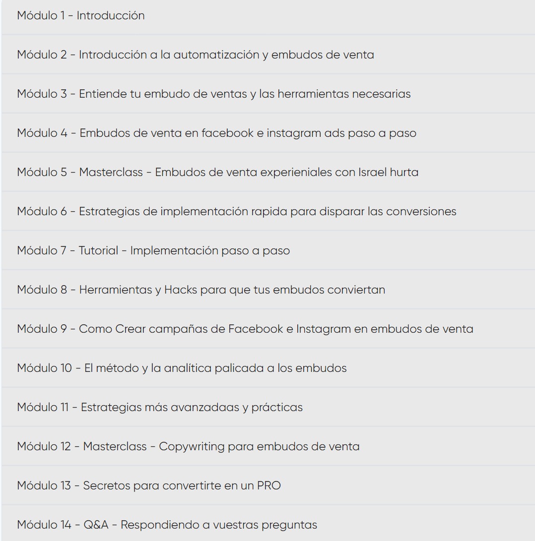 Contenido Curso Embudos de venta en FB e IG III Edición – Ana Ivars