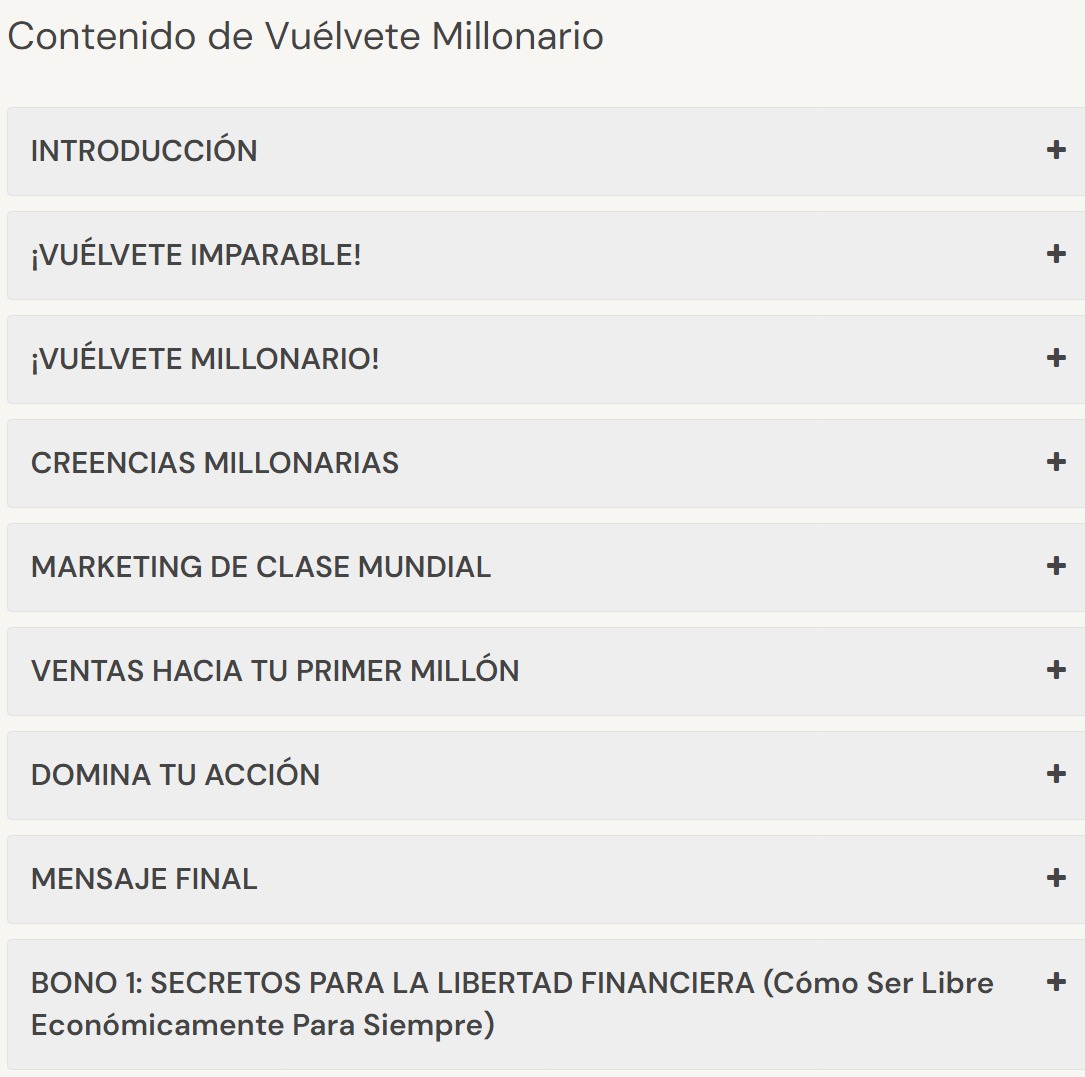 Contenido Entrenamiento Vuélvete Millonario – Lain García Calvo