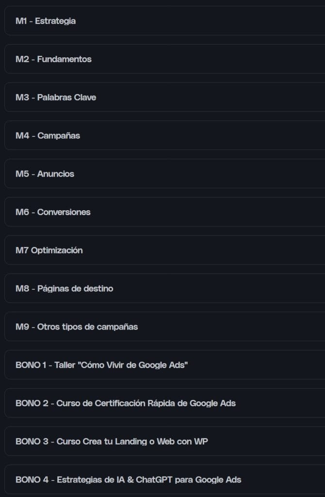 contenido Google Ads Factory 2025 de Alan Valdez