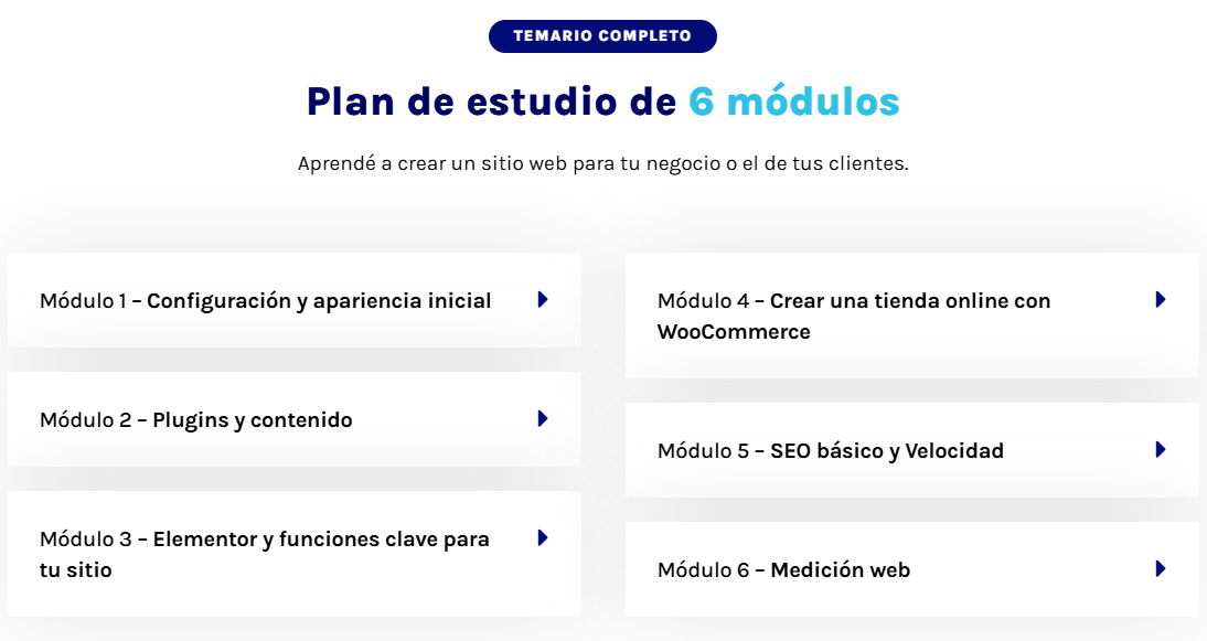 Contenido del Curso Diseño web en WordPress – Luzzi Digital